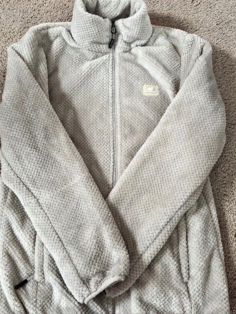 New Balance Grid Waffle Fleece Full-Zip Jacket Cream Small